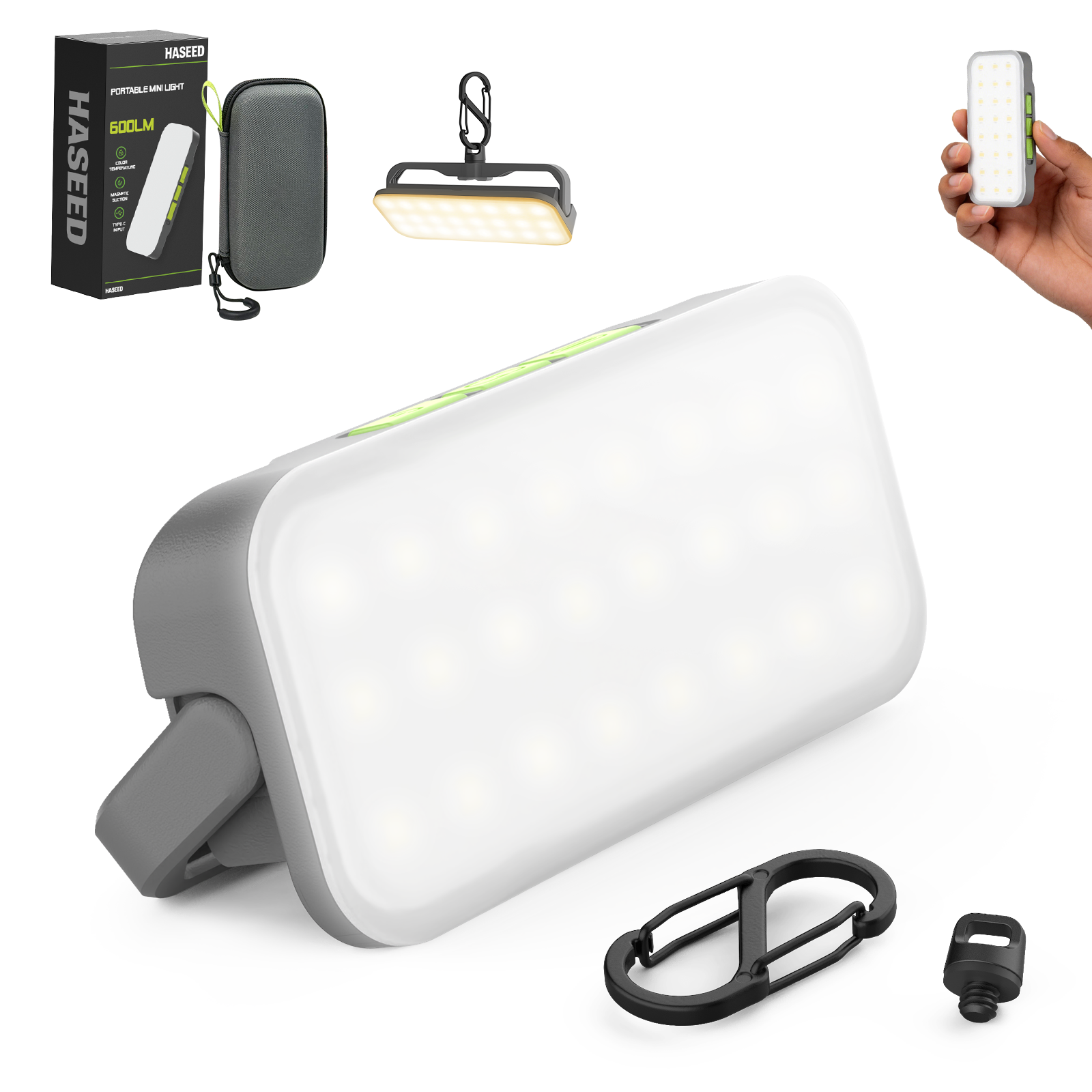 Azocek Portable Rechargeable LED Work Light 600 Lumens IP20 Rated Dimmable Pocket-Sized 5 Color Temps 5 Brightness Workshop