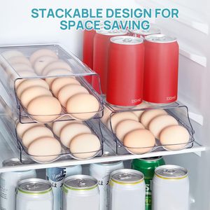 Caja de Almacenamiento de Huevos Transparente Rectangular de Plástico Moldeado por Inyección, Cesta Apilable para Refrigerador, Conservación de Frescura, 3-6L - Product Image 3