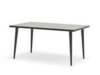 Ensemble de 5 chaises de salle à manger d'extérieur modernes et durables, ton foncé, avec cadre en aluminium, dossier en corde, accoudoirs et plateau en verre céramique, résistant aux intempéries