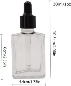30ml <b>50ml</b> 100ml Square Glass Serum Dropper <b>Bottles</b> for Essential Oil With Gold Sliver Bamboo Cap - Product Image 2