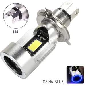 Bleu/rouge Angel Eye H4 LED Moto Phare Ampoule Ba20d HS1 Scooter Moto Phare Ampoule