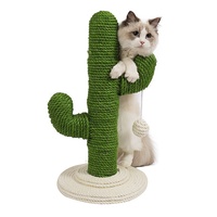 Arbre à chat en bois de sisal de style arbre, cadre d'escalade pour chat en forme de cactus avec corde de sisal, poteau à gratter pour chat résistant à l'usure