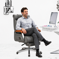 Chaise de bureau de direction ergonomique de luxe contemporaine à dossier haut, pivotante, avec fonction massage, en cuir PU et acier inoxydable, directement de l'usine