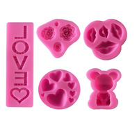 Moules à gâteau en silicone pour fondant, décoration de gâteaux, lèvres, cœur, ours, lettres d'amour, rose pour mariage, Saint-Valentin