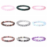 Pulsera Elástica de Cuentas de Semillas de 8 mm con Piedras Preciosas Semipreciosas Naturales para Sanación con Cristales, Protección Energética, Equilibrio de Chakras, Regalo, Venta al por Mayor