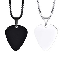 Pendentif en acier au titane transfrontalier collier de sélection de guitare en métal inoxydable sans décoloration en forme de coeur à la mode plaqué or pour hommes femmes