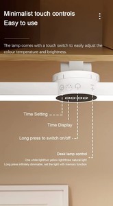 Hotsale Tisch lampe Uhr USB LED Licht hängen magnetische Schreibtisch lampe wiederauf ladbare stufenlose Dimmen Nachtlicht Schlafzimmer Lese lampe - Product Image 4