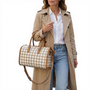 Bolso de Mano Mini Duffle de Lujo para Mujer, Diseño a Cuadros, Resistente al Agua, 100% Cuero Genuino, Venta al Por Mayor, Nuevo 2026 - Product Image 1