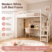 Lit mezzanine en métal robuste pour adultes avec escalier et rangement GRATUIT, espace de travail, gain de place, capacité de charge massive de 450 kg