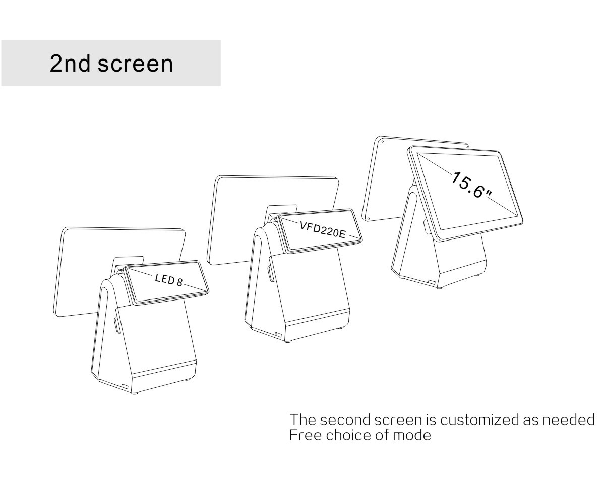 De diseño de moda de la pantalla táctil, Android y Windows Terminal Pos con impresora