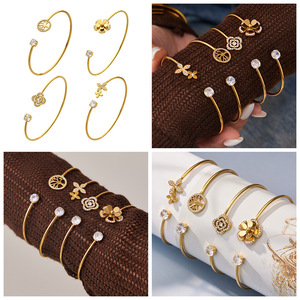 Pulsera de Zirconia Life Tree con Diseño de Mariposa para Mujer, Joyería Personalizada Abierta y Ajustable, Banda de Acero Inoxidable Chapada en Oro de 18K - Product Image 6