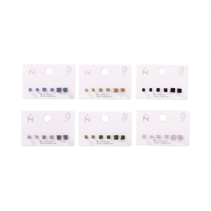 Orecchini a lobo Ncology con cristalli da 4mm, 5mm, 6mm, geometrici quadrati con strass, per donna, set di gioielli minimalisti alla moda - Product Image 2