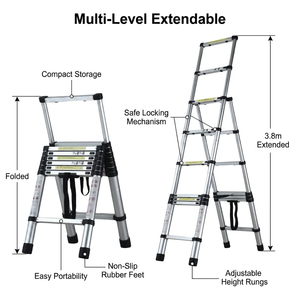 <span class=keywords><strong>Escalera</strong></span> telescópica <span class=keywords><strong>Telesteps</strong></span>, <span class=keywords><strong>escalera</strong></span> plegable de acero inoxidable con pasamanos, <span class=keywords><strong>escalera</strong></span> retráctil para interiores del hogar - Product Image 1