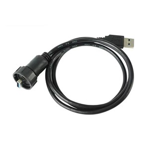 Câble d'extension USB industriel étanche en ABS, <span class=keywords><strong>un</strong></span> extrémité mâle, deux fiches en caoutchouc protégées pour installation sur panneau - Product Image 1