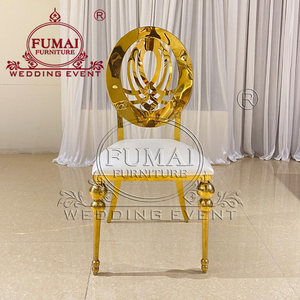 FUMAI Modern Gold Metal Hotel <b>Chair</b> With <b>White</b> Upholstered Seat And Open Back Design For Indoor Use - Product Image 2