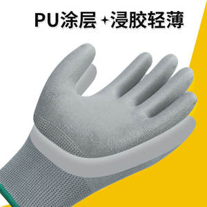 Guantes de Seguridad Xingyu Pu518 de Nailon Antideslizantes, Transpirables, Antiestáticos, para Trabajo Industrial, con Textura Completa y 13 Puntadas - Product Image 4