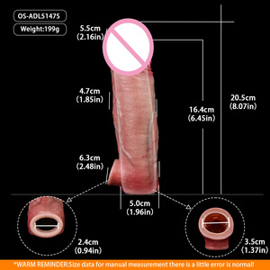 Manchon de pénis réaliste en silicone FAAK avec embouts, taille S-L, anneau de verrouillage élastique, retardateur d'éjaculation, jouet sexuel pour hommes, OEM. - Product Image 3