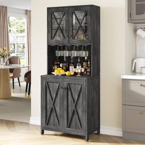 Farmhouse Dining Room Kitchen Cabinet Bar Cabinet Sideboard for Liquor and Glasses for Living Room