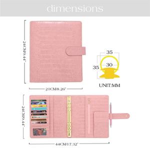 Hongbo Best Seller Agenda A5 économique à reliure à anneaux en cuir de crocodile doré, servant de couverture d'agenda avec séparateurs A5 Av - Product Image 4