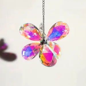 6 Leaf Grass Faceted Hanging Crystal Glass Car Pendant For Wedding Ceremony Bead Door Curtain Decoration