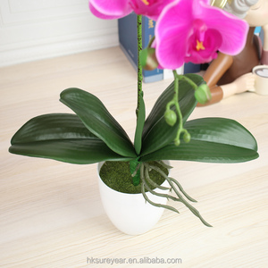 Simulation artificielle de feuilles d'orchidée papillon, grandes feuilles d'orchidée en branche, arrangement floral en plastique avec herbe, plante verte - Product Image 4