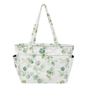 Sac à couches grande capacité matelassé à imprimé feuilles, sac imperméable en polyester pour voyage, plage et jour de lavage - Product Image 1