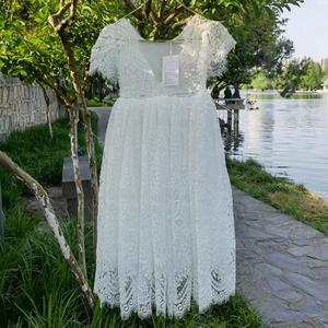 Robe de mariée modeste d'été en dentelle, dos nu, style gilet, pour demoiselles d'honneur - Product Image 2