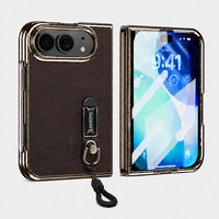 Funda de Teléfono con Textura de Cuero Retro para iPhone 18 Fold, Funda Protectora Anticaídas con Correa de Mano, Funda para iPhone 18 Fold con Protector de Pantalla