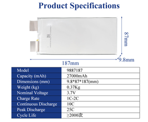Nhà máy tùy chỉnh 27000mAh 3. 7v3.8v 10c25c bán rắn mạnh mẽ LiPo pin Lithium ion di động cho Drone mô hình máy bay UAV - Product Image 3