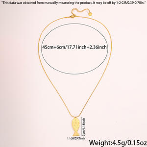 Collares de Acero Inoxidable con Grabado Retro, Collares de Pez que No se Deslustran, Chapados en Oro de 18k - Product Image 5