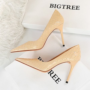 Tacones de aguja de seda de 3,74 pulgadas con incrustaciones de circón para vestido Oficina Trabajo Iglesia Boda Zapatos de noche - Product Image 5