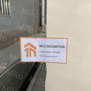 Dalles de terrazzo ML-ST012-Prefabricated avec une couleur de base beige et des galets blancs - Product Image 2