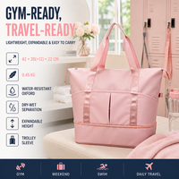 Bolsa de Gimnasio y Viaje Expandible Personalizada OEM con Bolsillo Seco/Húmedo, Ligera, de Tela Oxford, para Mujer, para Fitness y Fin de Semana