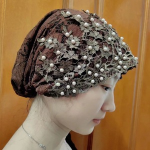 Foulard de Tête pour Femmes Musulmanes avec Broderie de Perles et Fleurs, Hijab Turban <span class=keywords><strong>Islamique</strong></span> Arabe Élégant - Product Image 6