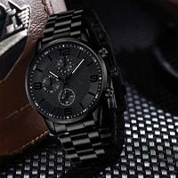 Montre de luxe pour homme à quartz en alliage, boîtier de 9 mm d'épaisseur, cadran à aiguilles écologique, design à trois yeux, avec boîte