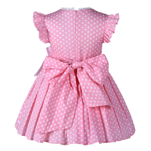 2-12y Bage Enfants Toddler Bébé Rose Polka Jupe Vintage Robes Sans Manches Floral Soutien Vacances Smocked Enfants pour Filles 1000 - Product Image 3