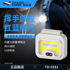 ไฟหน้าแบบชาร์จไฟได้รูปฉลามยิ้ม ไฟ LED สำหรับวิ่งกลางคืนและตั้งแคมป์ - Product Image 5