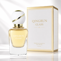 Flacon de parfum carré en verre personnalisé 50 ml, flacon de parfum en verre de haute qualité, fond épais, pulvérisation, polissage, avec bouchon à bille
