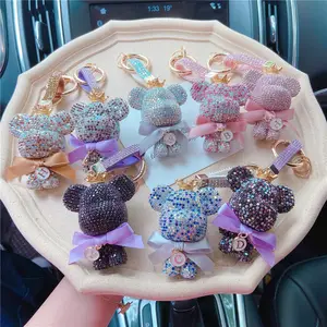 Rhinestone Crystal Alloy Keychain Diamond Heart Bear Star Ball Women Diamond Bag Accessories Keychain