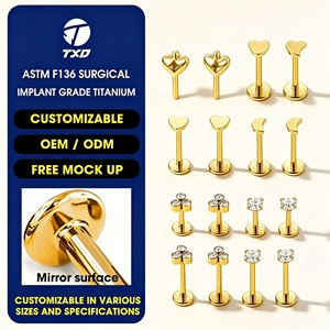 20G/18G/16G Threadless Push-in Tragus Conch Cartilage Flat Back Helix Labret Monroe <strong>Lip</strong> Ring Daith Piercing Jewelry - Product Image 1
