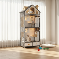 Villa pour chat en bois personnalisable de luxe moderne avec éclairage LED, grande cage intérieure pour animaux de compagnie, maison pour chat chaude et luxueuse, mobilier haut de gamme