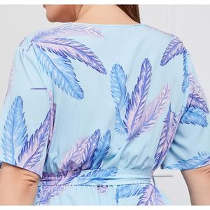 Robe de plage bohème à manches longues à imprimé floral pour femmes, col en V, coupe évasée, en mousseline de soie, robe de loisirs fluide - Product Image 5