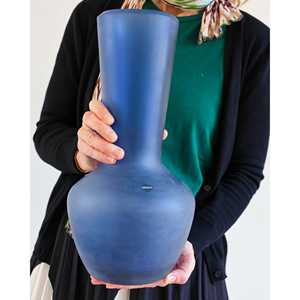 Vase en cristal fait main Venini, moderne, petit, cylindre haut, bouteille bleu mat 0g pour la décoration de la maison, mariage, Noël, hôtels - Product Image 3