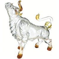 Bouteille en verre borosilicate de luxe de 1000 ml, motif unique de talon haut animal, design carré, pour tequila, vodka, brandy, diffuseur