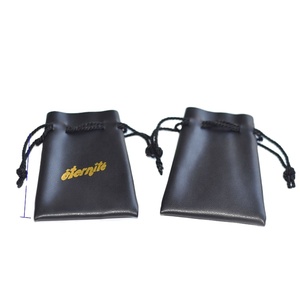 Sac à cordon en cuir synthétique réutilisable, pochette à bijoux en similicuir - Product Image 2