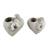 Pots à fleurs en ciment en gros en forme de cœur, tailles personnalisées pour la décoration de sol, style de conception classique