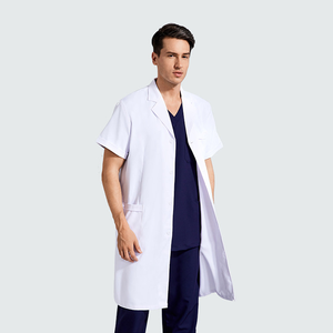 Blouse blanche tissée à manches courtes pour femmes, durable et respirante, uniforme médical, vêtements de travail pour médecins et chercheurs en laboratoire - Product Image 2