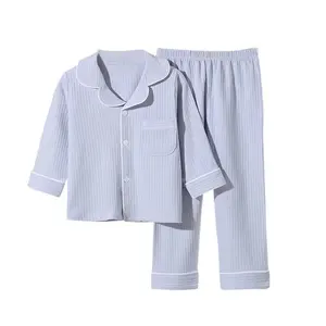 Pigiama per bambini ragazza primavera autunno tinta unita vestiti di cotone camicia pantaloni abbigliamento completo pigiama per bambini pigiama