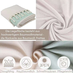 Sun Lounger <strong>Cover</strong> 200x70cm Hooded 100% Cotton Washable Beach <strong>Deck</strong> <strong>Chair</strong> <strong>Cover</strong> (Jade/Natural) - Product Image 3
