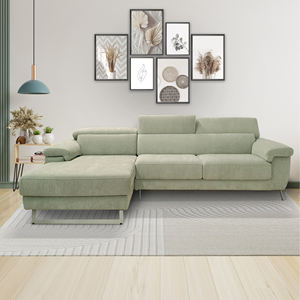 BRADLEY MOD. Salon avec péninsule gauche et sièges escamotables en tissu vert aqua - Product Image 1